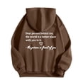 thumbnail image 1 of Rbaofujie Chandails d'Automne pour Femmes Femme Mode Imprimé Col Rond Manches Longues T-Shirt à Capuche Hauts Blouse Brun Chandails à Capuche pour Femmes, 1 of 4