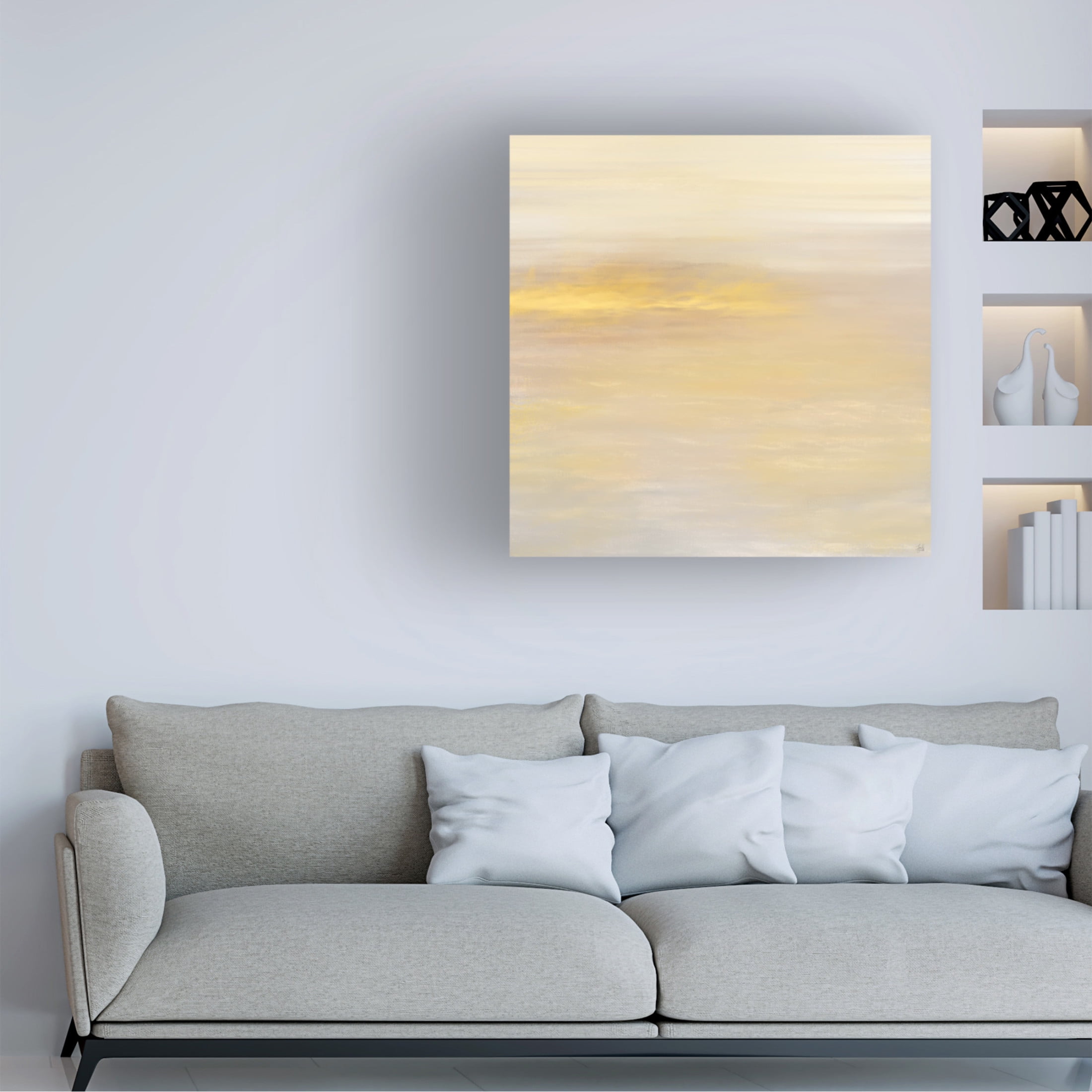 Canvas Wall Art - Line and Brush 'Fire's Horizon Lights' Wall Art for Living Room, Bedroom, or Office Décor by Trademark Fine Art - 35 x 35 Inches