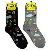 Foozys Women’s Crew Socks | Fun And Cute Camping Outdoors Themed Novelty Socks | 2 Pairs Included in Two Colors