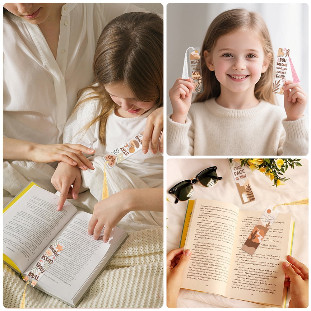 121pcs Books and Flower UV DTF Bookmark Making Kit Acrylic Carft