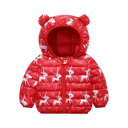 

Winter Coats Kids Toddler Baby Boys Girls Cartoon Deer Padded Jacket Bear Hoods Winter Warm Clothes Outerwear Coat For 3-4 Years