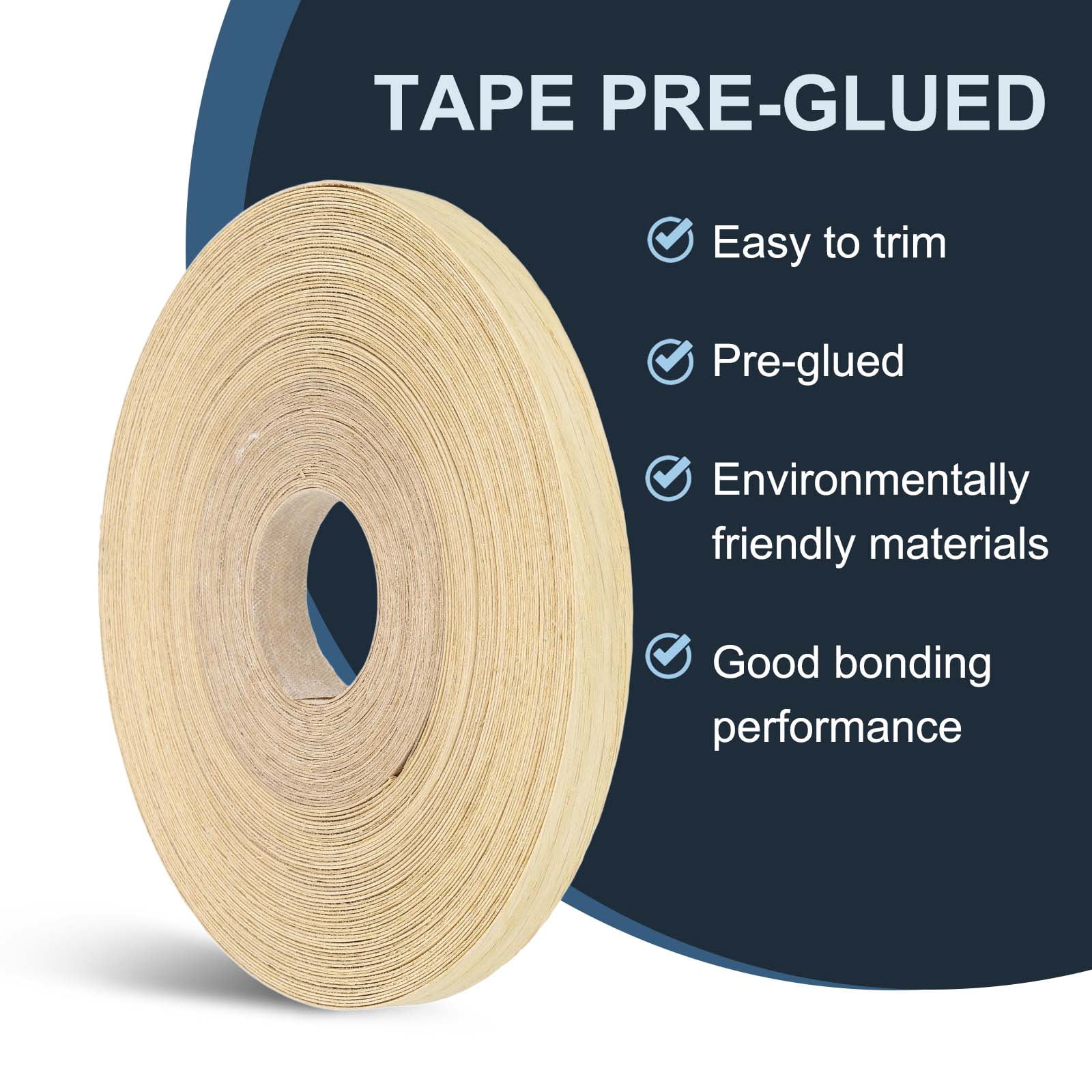 Uxcell Edge Banding, Wood Veneer Tape Pre-glued Flexible Plywood Edge Banding with Hot Melt Adhesive for Furniture White Oak 9/16" x 100 ft