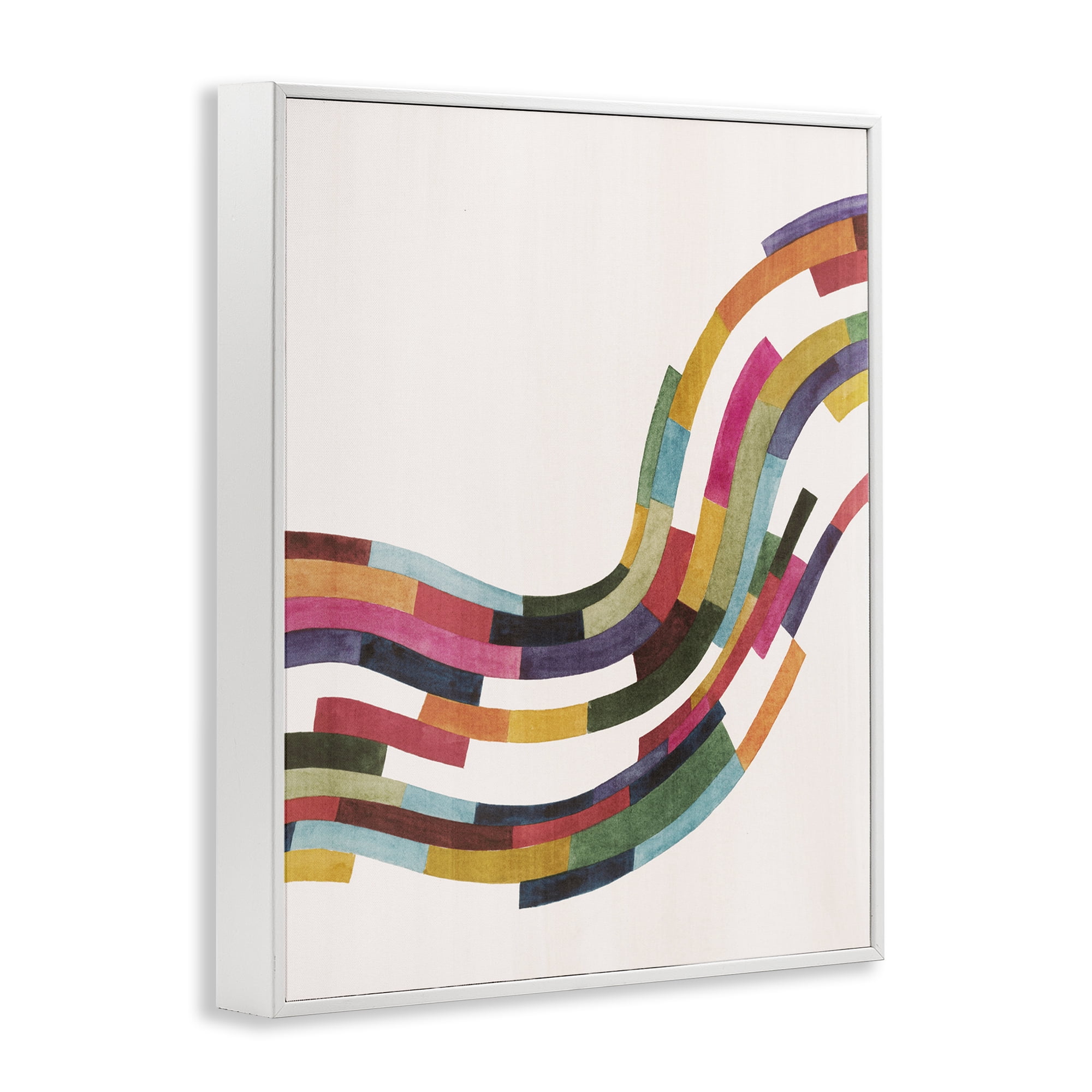 Stupell Industries Curved Geometric Wave Abstract Painting White Framed Art Print Wall Art, 24 x 30