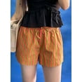 thumbnail image 3 of Rdhnmea Womens Striped Print Shorts Side Slit Bow Elastic Waistband Short Pant, 3 of 9
