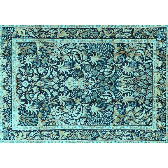 Ahgly Company Indoor Rectangle Animal Light Blue Traditional Area Rugs, 4' x 6'