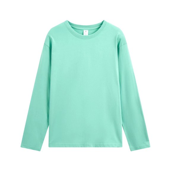 Fmbrln Men's Round Neck Long Sleeve T Shirts Fall Loose Shirts Solid Color Fashion Pullover Tops