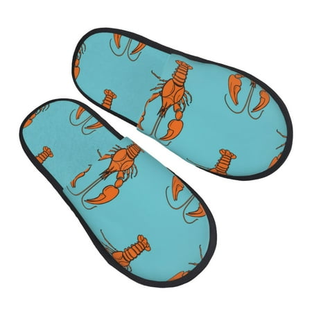 

House Slippers for Women Men - Red Cartoon Lobster Print Soft House Shoes Fuzzy Slippers Lightweight Slip-On Cozy House Slippers for Woman Indoor Outdoor