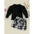 thumbnail image 2 of Bagilaanoe 2Pcs Toddler Baby Girls Fall Clothes Long Sleeve T-shirt Tops + Skirt with Belt 9M 12M 18M 24M 3T 4T Kids Casual Skirt Set, 2 of 9