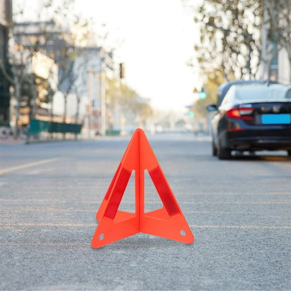 GOOHOCHY 4pcs Reflective Warning Triangle Red Portable Plastic for Roadside Assistance