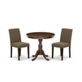 thumbnail image 2 of East West Furniture AMAB3-MAH-18 3 Pc Dining Room Set - 1 Kitchen Table and 2 Coffee Upholstered Dining Chair - Mahogany Finish, 2 of 10