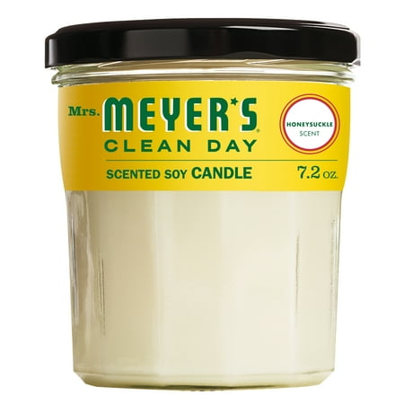 Mrs. Meyer's Clean Day Scented Soy Candle, Large Glass, Honeysuckle, 7.2 oz