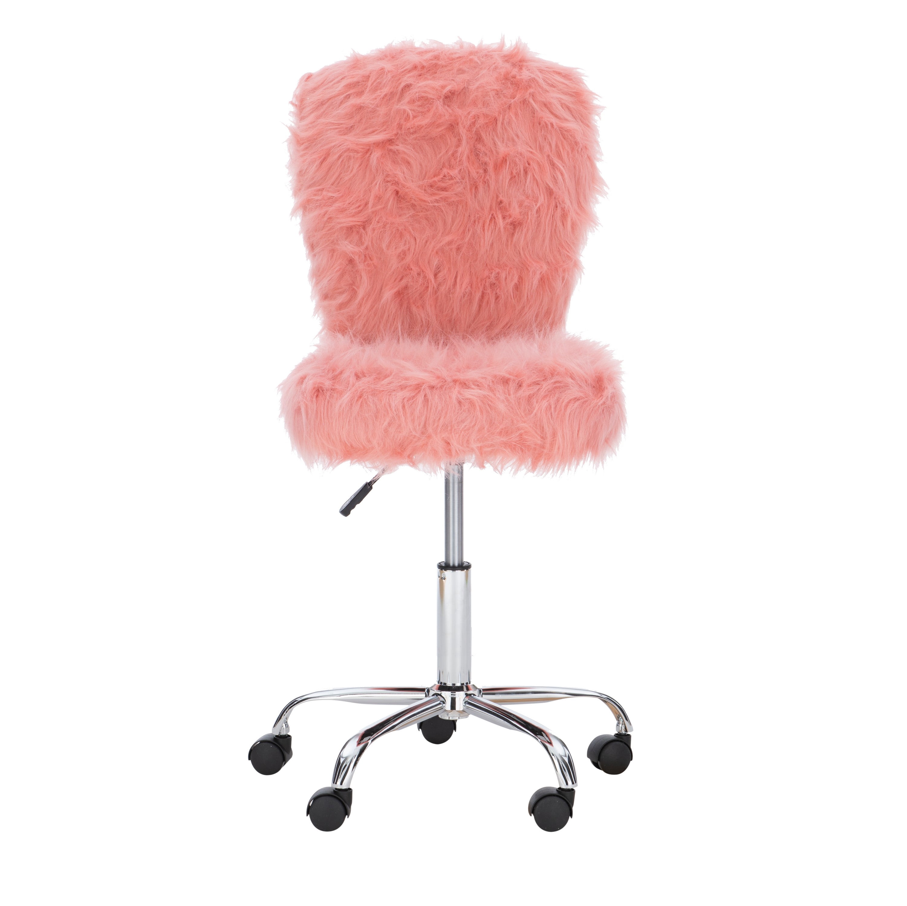 Linon Wilaford Task Chair with Adjustable Height & Swivel, 275 lb. Capacity, Vibrant Pink Faux Fur