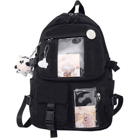 

PIKADINGNIS Kawaii Backpack with Cute Pin Accessories Plush Pendant Kawaii School Backpack Cute Aesthetic Backpack