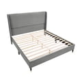 thumbnail image 3 of Newboti Furniture Rozitta Gray Velvet Wingback Platform Bed, Queen NO.87523, 3 of 6