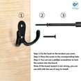 thumbnail image 4 of Deago 10 Pack Double Prong Coat Hooks Wall Mounted with 20 Screws Retro Robe Hooks for Hanging Coats, Towel, Hat, Key, Bag (Black), 4 of 8