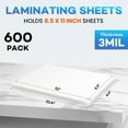 thumbnail image 4 of 600 Pack Laminating Sheets, Holds 8.5 x 11 Inch Sheets, 3 mil, 8.9" x 11.4" Thermal Laminating Pouches Lamination Sheet Paper for Laminator, Clear, Letter Size, Office and School Supplies, 4 of 5