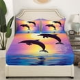 thumbnail image 3 of Erosebridal Couple Dolphin Bed Sheets Set Twin Size, Romantic Sunset Bed Sheets Twin, Ocean Animal Twin Sheet Sets, Lightweight Room Decoration, 3pcs, 3 of 7