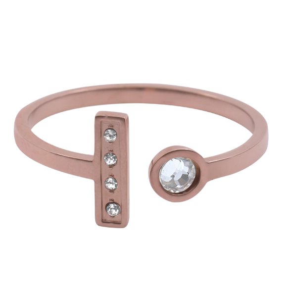 Anillo de Mujer Inicial Letra LuckyLy, Oro Rosa 18k y Zirconia Cúbica, Modelo Layla rosa UNITALLA