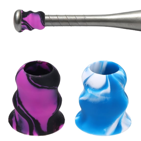 Uxcell Bat Taper, Bat Knob Taper Softball Grip Silicone Non-slip Ergonomic Enhanced Grip Easy Installation 2Pcs & Blue-White / Purple-Black - Fit for (Most Softball Bats/Baseball)