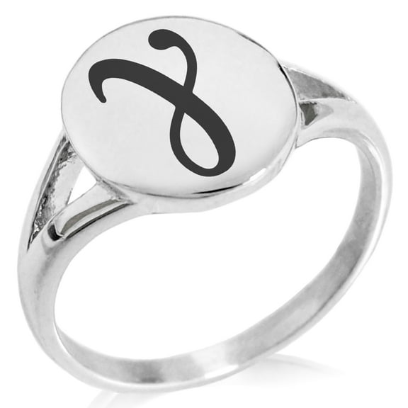 Stainless Steel Euler-Mascheroni Mathematical Minimalist Oval Top Polished Statement Signet Ring