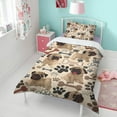 thumbnail image 4 of Pug and Footprint Duvet Cover and Pillowcase Set for Single Bedding, Bedroom Accessories for Kids Teens, 4 of 5