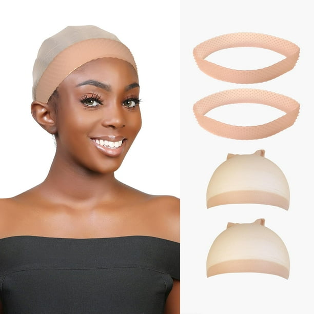 STUDIO LIMITED Banda de agarre de peluca antideslizante de silicona flexible para hombres y mujeres - Banda para la cabeza transparente para deportes y yoga (Banda de peluca natural - 2 bandas y 2 gor
