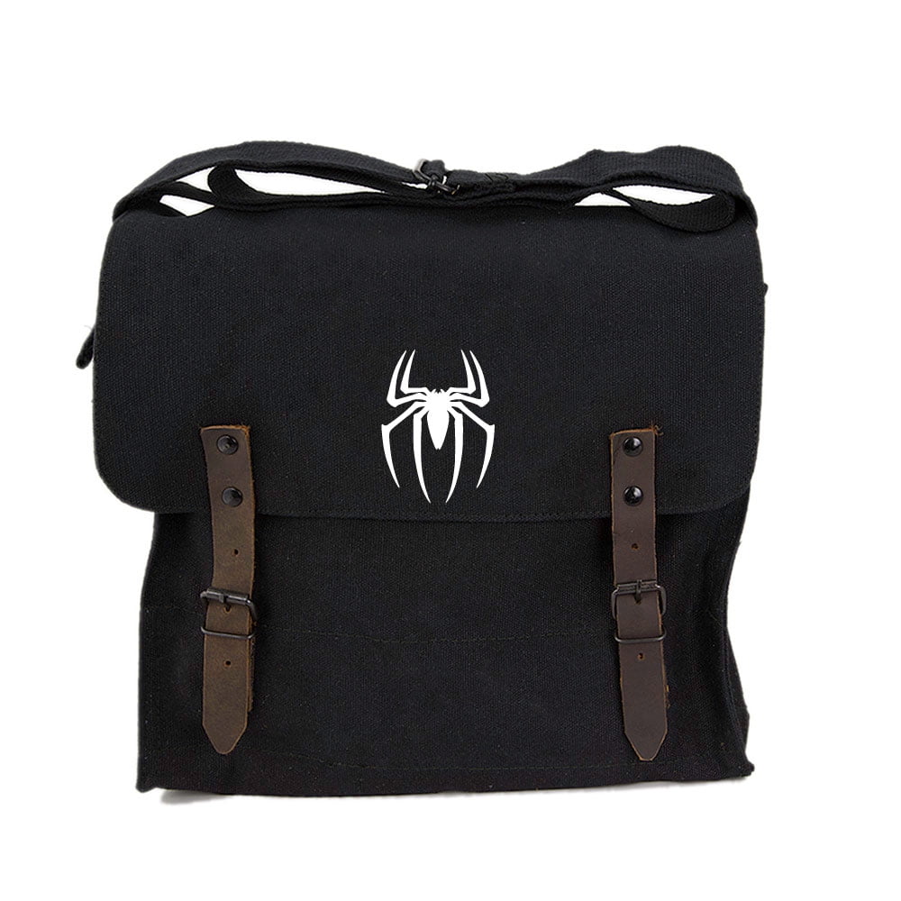 Spiderman Symbol Army Sport Heavyweight Canvas Backpack Bag in Olive /& Red Small Grab A Smile