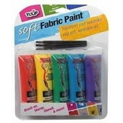 Tulip Soft Fabric Paint, Permanent, Bold Primary Colors, 8 Pieces, 5 Paint Tubes .9 fl oz (4.5 fl oz), 3 Brushes