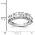 thumbnail image 5 of 10K White Gold Ring Band with Stones Cubic Zirconia CZ Square Clear Round, Size 6, 5 of 5