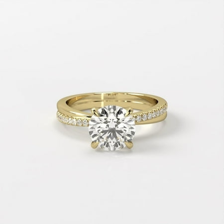 1.5 CT Round Moissanite Twisted Band Engagement Ring 10k Yellow Gold Infinity Pave Diamond Alternative Ring