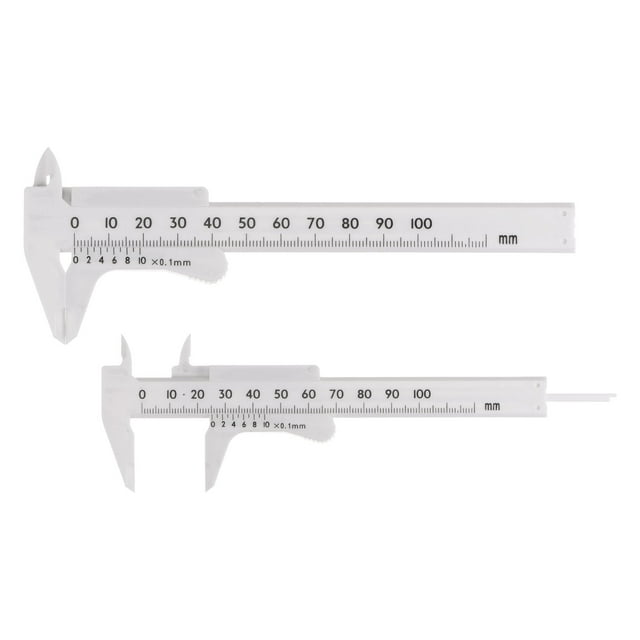Uxcell 10pcs Mini Calibrador Vernier de Plástico 100mm Escala Simple Regla de Medición, Blanco