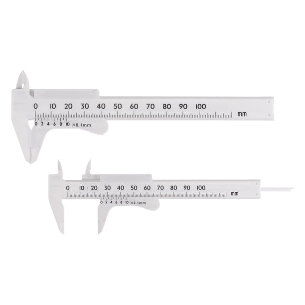 Uxcell 10pcs Mini Calibrador Vernier de Plástico 100mm Escala Simple Regla de Medición, Blanco