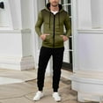 thumbnail image 2 of fheaev 2-Piece Outfits for Men Fleece Lined Hoodie Tracksuit Set Casual Solid Color Drawstring Joggers And Long Sleeve Zipper Hooded Sweatshirt with Pockets, 2 of 4
