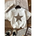thumbnail image 1 of Women'S Stylish Casual Sports Printed Round Neck T-Shirt with Star Patterns - Breathable Cotton, Machine Washable - Perfect Choice for Spring And Summer., 1 of 6
