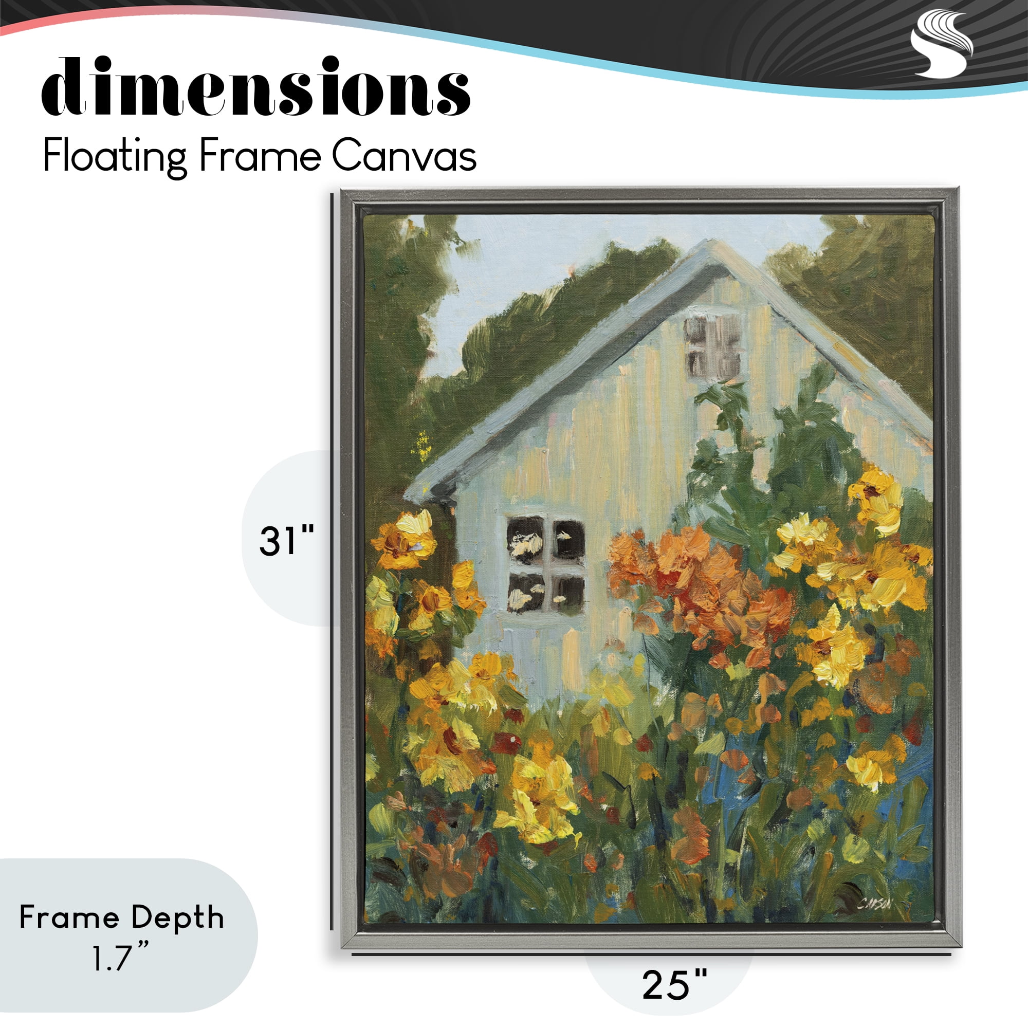 Stupell Industries Sunlit Cottage Garden View Gray Framed Floater Canvas Wall Art, design by Carson Overstreet