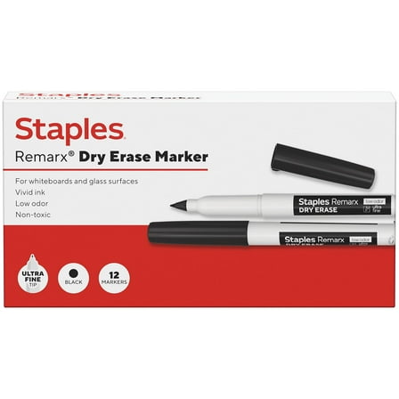 Staples Remarx Dry Erase Marker Ultra Fine Tip Black 12/Pack (ST62957)