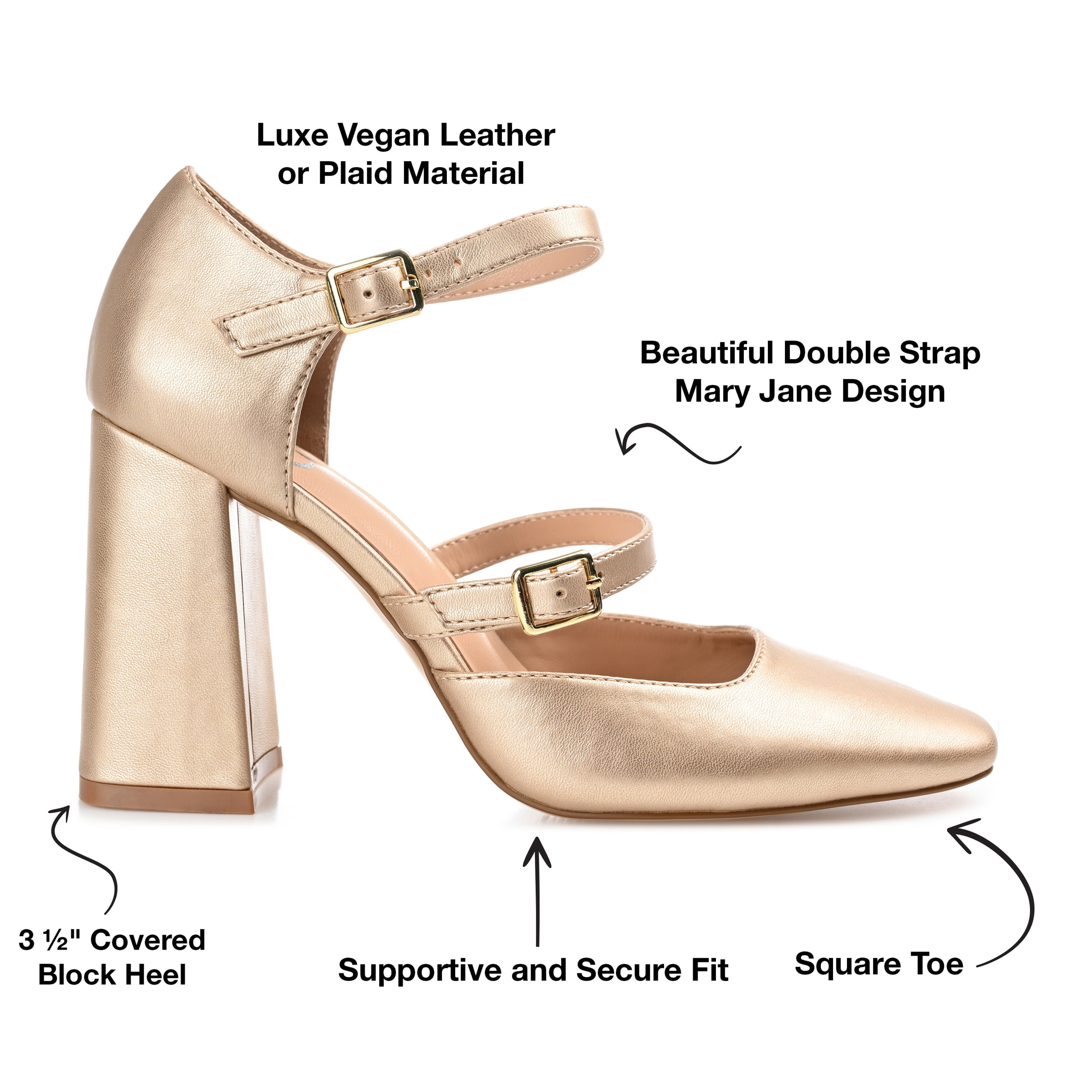 Journee Womens Isadorah Mary Jane Mid Block Heel Square Toe Pumps, Widths Available