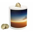 thumbnail image 2 of Ocean Piggy Bank, Sunset Sky with Moon and Stars Horizon Scenery Fantasy View Art Print, Ceramic Coin Bank Money Box for Cash Saving, 3.6" X 3.2", Navy Yellow Orange, by Ambesonne, 2 of 4