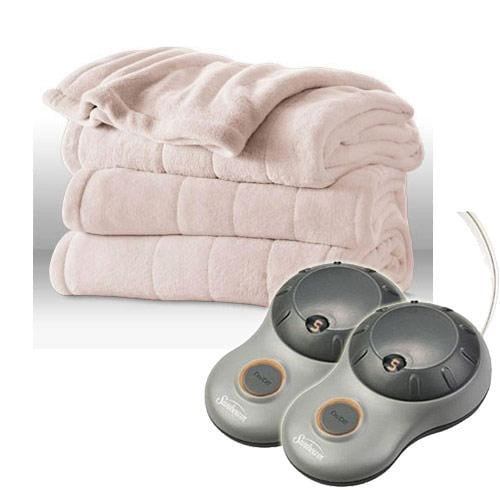 Sunbeam Channeled Microplush Electric Heated Blanket Twin Full Queen