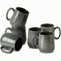 Ceramic Coffee Mugs 15 OZ Large Coffee Cups Set of 6 with Handle for Hot Beverages Porcelain Latte Mugs for Tea Milk Cocoa Cappuccino and Mocha Microwave and Dishwasher Safe Grey