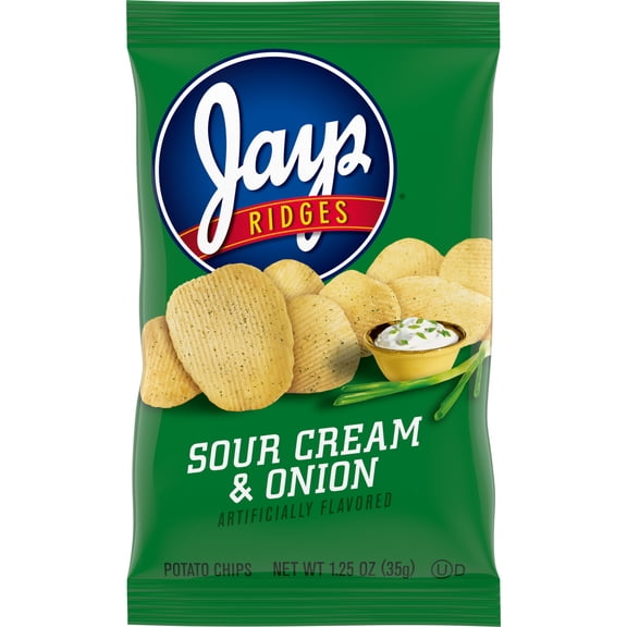 Jays Potato Chips, Ridges Sour Cream and Onion, 1.25 oz Snack Bag