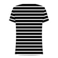 thumbnail image 4 of V-neck Short Sleeve Shirt for Women, Polyester Printed Top with Button Front, Regular Length, Slimming High-Cut Design, Black, S, 4 of 7