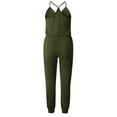 thumbnail image 4 of ZAZYULZ Summer Jumpsuit Women's V Neck Spaghetti Strap Drawstring Waisted Long Pants Jumpsuit Rompers(Army Green,Xl), 4 of 7