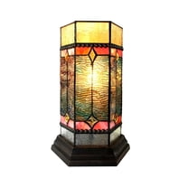 CHLOE Lighting NEILSON Tiffany-glass Accent Pedestal 1 Light Mission table lamp 14" Tall