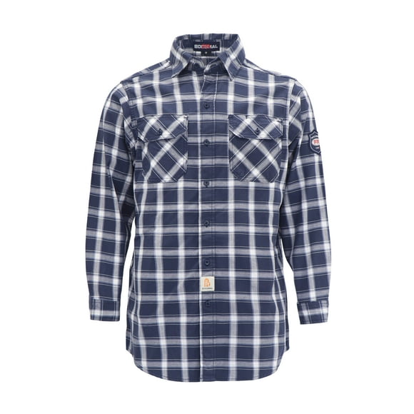 Camisa BOCOMAL Resistente a Llamas 7 oz para Soldadura Azul Marino y Blanco