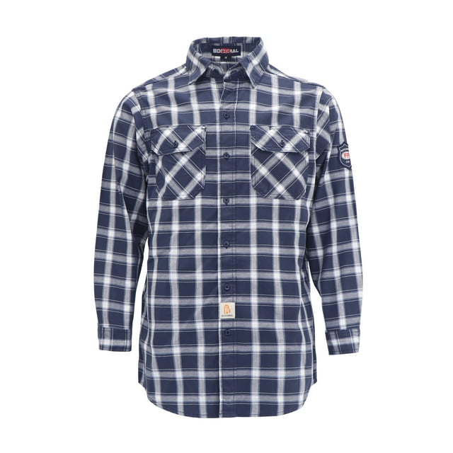 Camisa BOCOMAL Resistente a Llamas 7 oz para Soldadura Azul Marino y Blanco