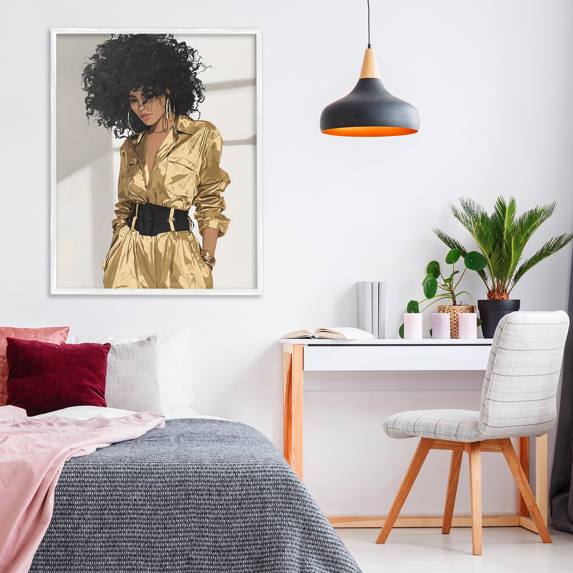 Stupell Industries Elegant Woman in Chic Jumpsuit White Framed Giclee Art, design by Franklyn Gregory