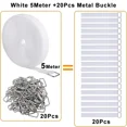 thumbnail image 1 of 5Meter Reusable Fastening Cut-to-Length Cable Straps with 20Pcs Metal Buckles Adjustable Nylon Hook and Loop Cinch Cable Ties White-5M-20Pcs-Metal Width 30mm, 1 of 6