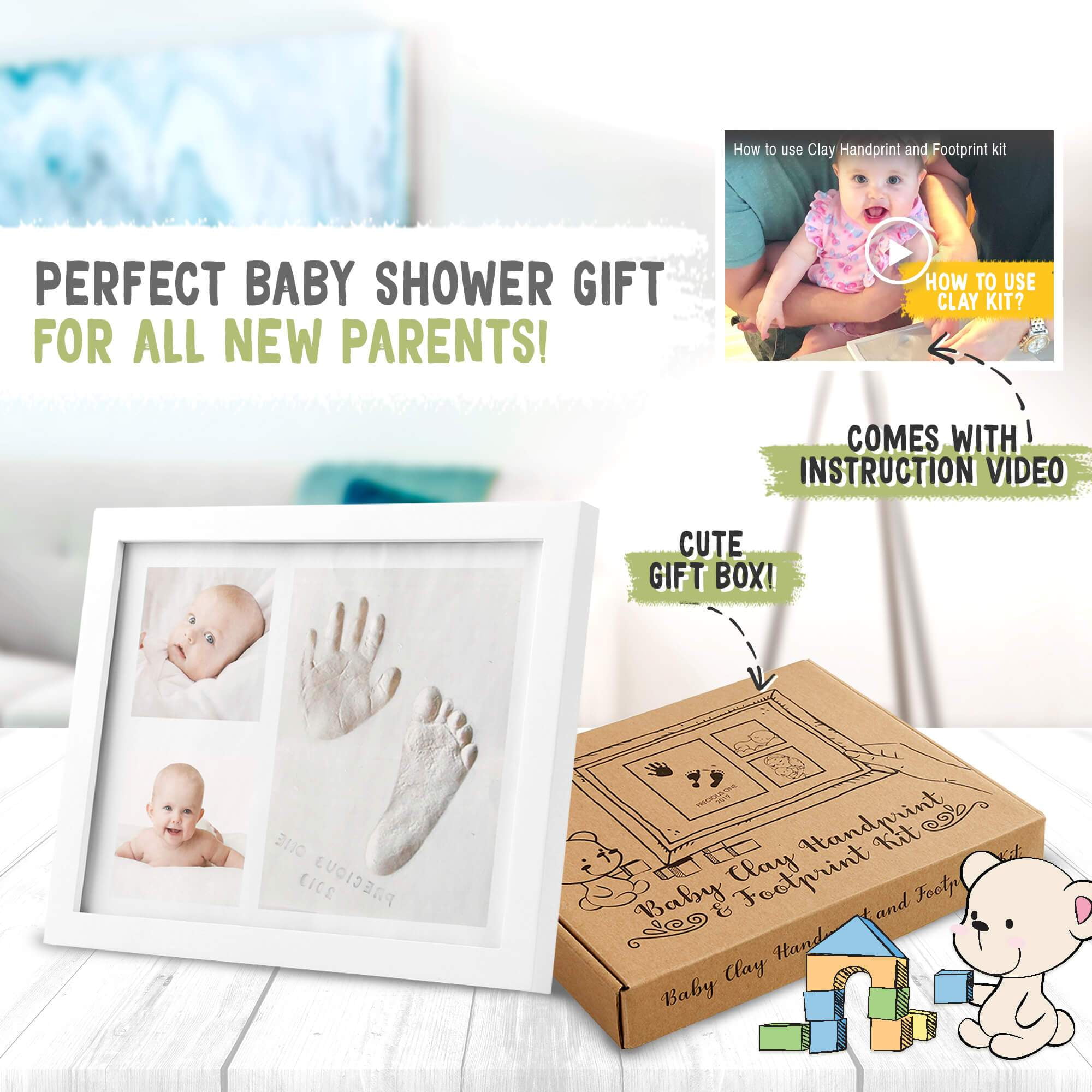 Baby Handprint Footprint Keepsake Kit Marco blanco Baby Shower Picture Frames for Baby Registry Ni/ños Baby Nursery Memory Art Frame Frames Ni/ñas Baby Prints Photo Frame for Newborn