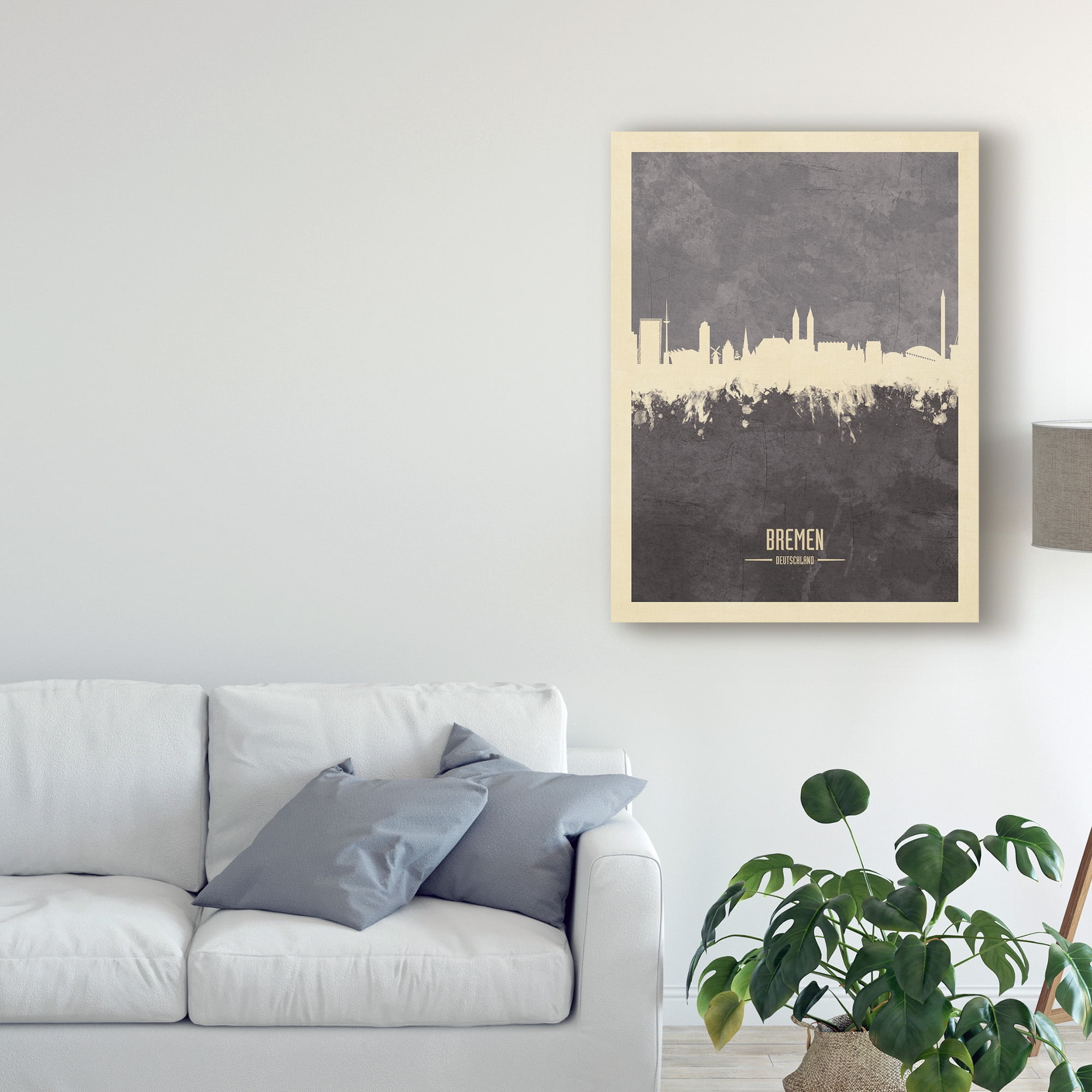 Trademark Fine Art 'Bremen Germany Skyline Gray' Canvas Art by Michael Tompsett